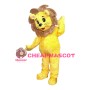Fancy Little Yellow Lion With Brown Mane Mascot Costume