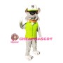 Hot Honest Grey Dog With Green Top Mascot Costume