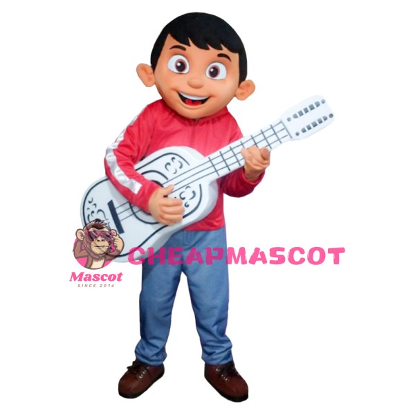 Charming Little Boy Playing Guitar Mascot Costume