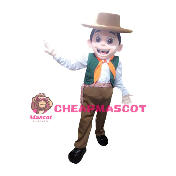 Passionate Little Boy With Vintage Set Mascot Costume