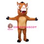 Brown Wild Pig With Fangs Mascot Costume