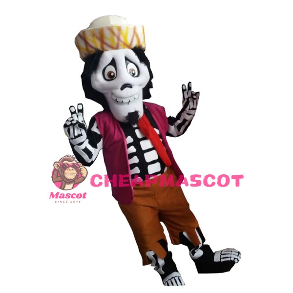 Scary Skull With Felt Hat Mascot Costume