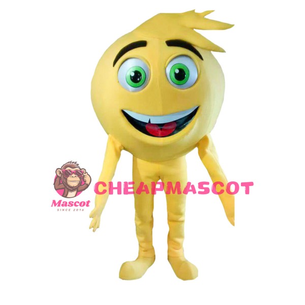 Round Yellow Ball With Green Eyes Mascot Costume