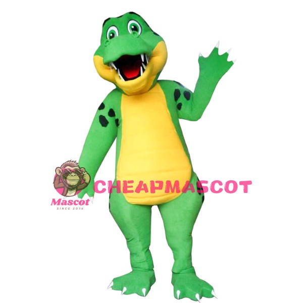 Professional Quality Green & Yellow Dinosaur Mascot Costume