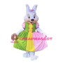 Beautiful White Rabbit With Colorful Dress Mascot Costume