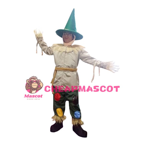 Scarecrow With Green Conical Hat Mascot Costume