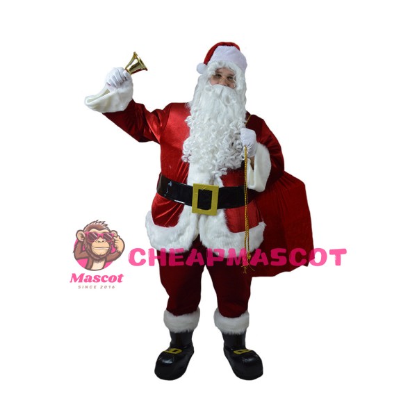 Bearded Santa Claus With Gift Bag Mascot Costume