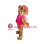 Brown Little Dog With Pink Vest Mascot Costume