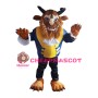 Blue Eyes Brown Bull In Overcoat Mascot Costume