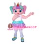 Lovely Blue Eyes Girl With Two Ponytails Mascot Costume