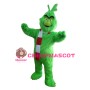 Long Fur Green Monster With Scarf Mascot Costume