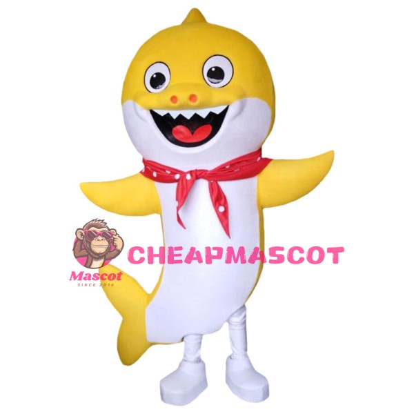 Yellow Dolphin With Red Scarf Mascot Costume