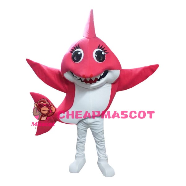 Bright Eyes Smiling Red Shark Mascot Costume
