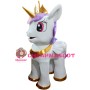 White Pony With Purple Mane And Gold Horn Mascot Costume