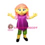 Orange Hair Girl With Purple Dress Mascot Costume