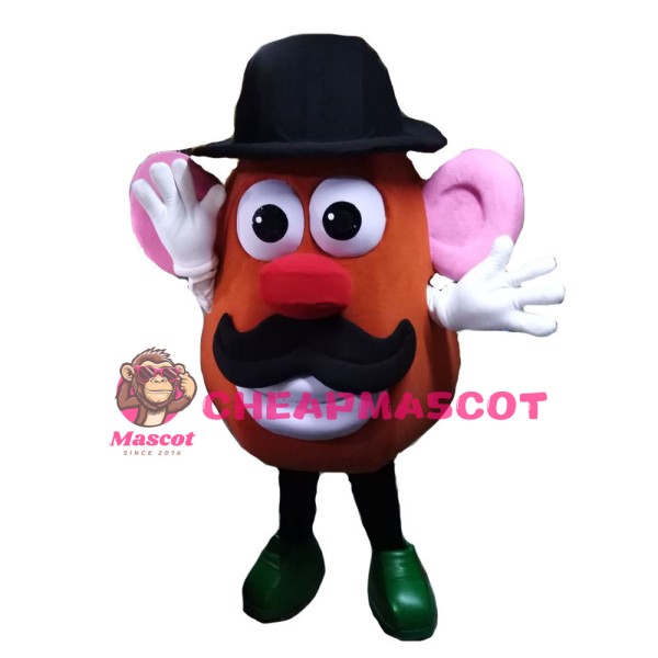 Big Eyes And Mouth Round Doll With Pink Ears Mascot Costume