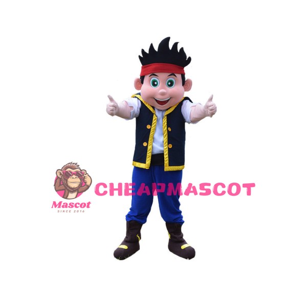 Exciting Little Boy With Red Headpiece Mascot Costume