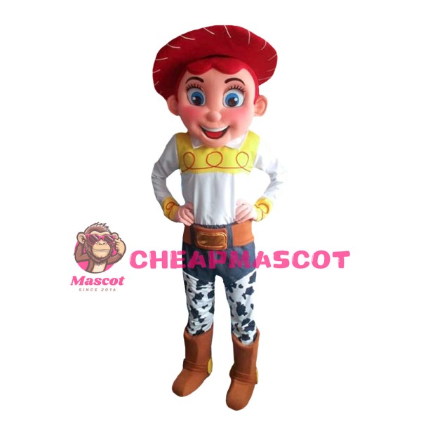 Happy Cowboy With Red Berets Mascot Costume
