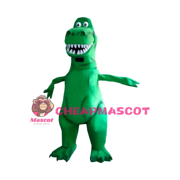 Green Dinosaur With Sharp Tooth Mascot Costume