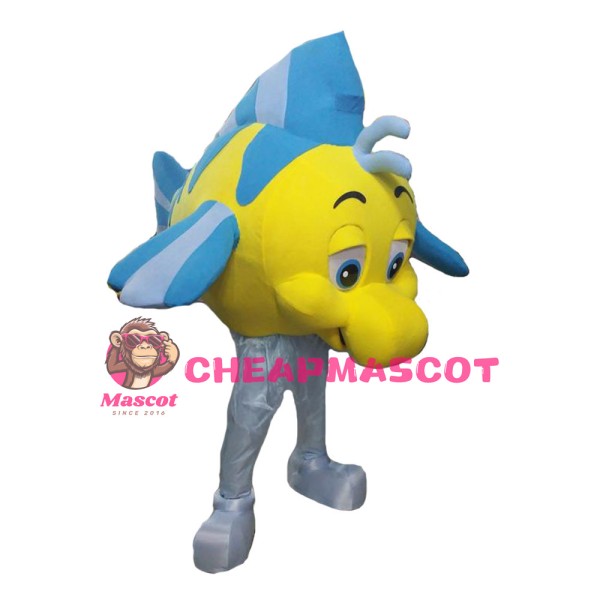 Light Blue & Yellow Fish Mascot Costume For Performance