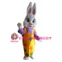 Well-behaved Rabbit With Yellow Flower Pants Mascot Costume