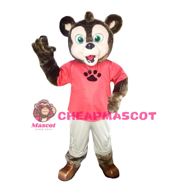 Green Eyes Dog In Pink Shirt Mascot Costume
