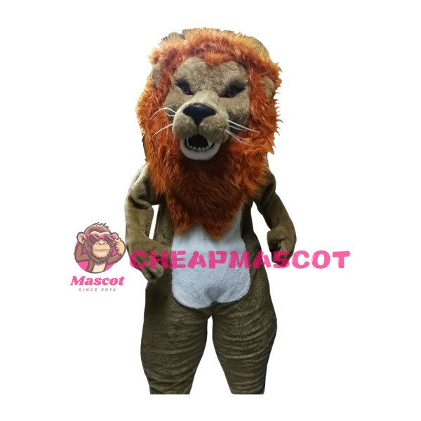 Roaring Lion With Brown Mane Mascot Costume
