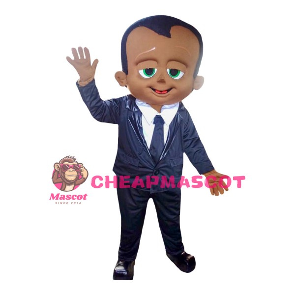 Black Little Boy With Suit Mascot Costume