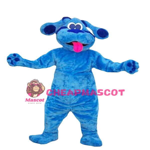 Blue Puppy Sticking Out Tongue Mascot Costume