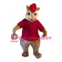 Fat Brown Squirrel With Red Cap Mascot Costume
