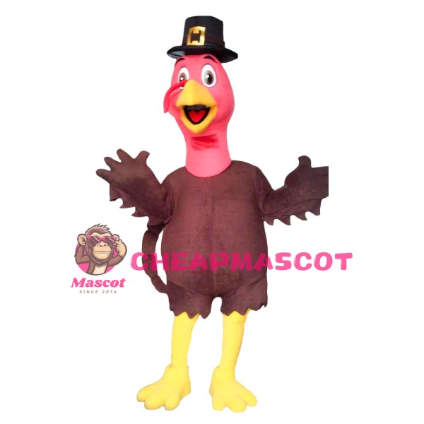 Brown Chicken With Red Head Mascot Costume