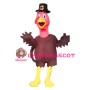 Brown Chicken With Red Head Mascot Costume