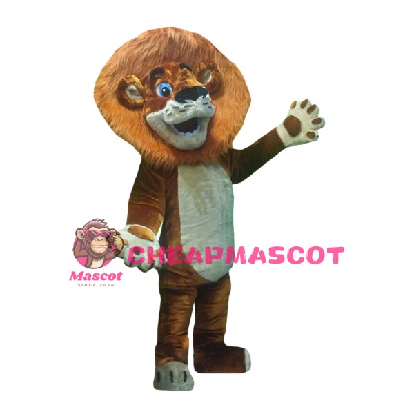 Long Brown Mane Lion Mascot Costume