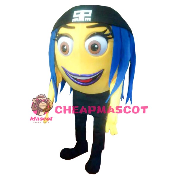 Yellow Ball With Blue Hair Mascot Costume