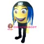 Yellow Ball With Blue Hair Mascot Costume