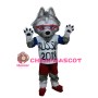 Grey Fox Wearing Jersey Mascot Costume
