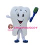 White Baby Teeth Holding Brush Mascot Costume