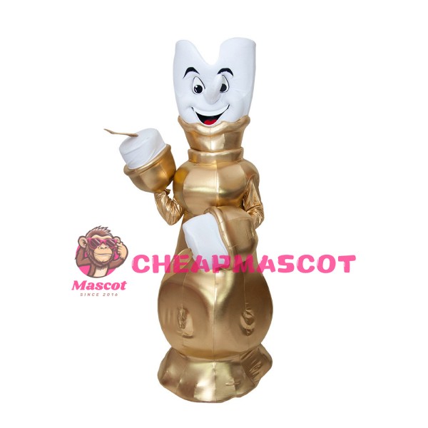 White Candle On Golden Candlestick Mascot Costume