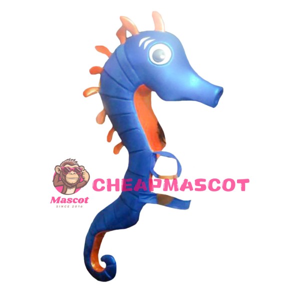 Cartoon Blue Seahorse Mascot Costume
