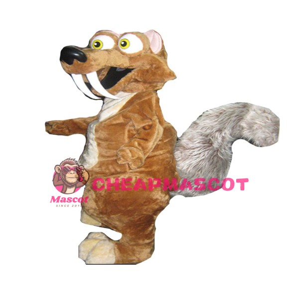 Grey Tail Squirrel With Long Sharp Tooth Mascot Costume