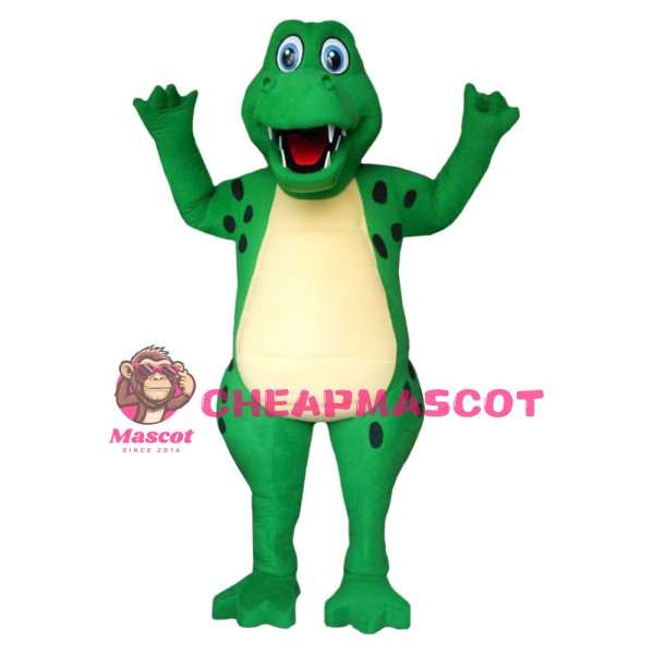 Blue Eyes Green Cartoon Dinosaur Mascot Costume