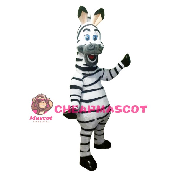 Standing Zebra With Open Mouth Mascot Costume