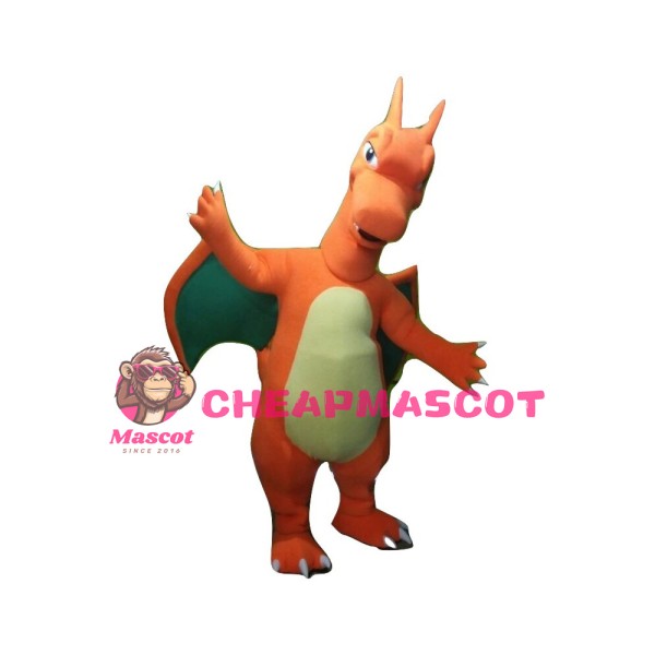 Giant Charizard With Green Wings Mascot Costume