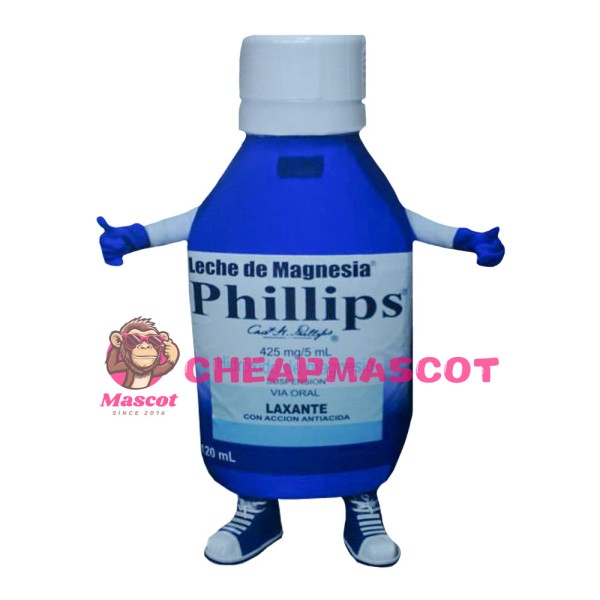 Blue Magnesium Hydroxide Bottle Mascot Costume