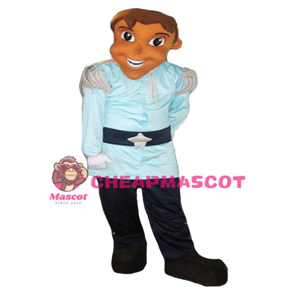 Tall Handsome Prince With Blue Set Mascot Costume