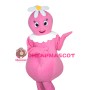 Round Body Pink Doll With Flower On Head Mascot Costume