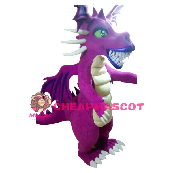 Green Eyes Purple Evil Dragon Mascot Costume