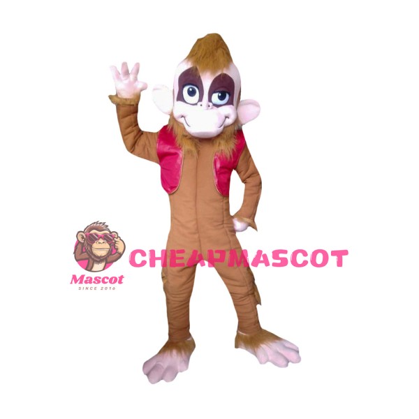 Funny Style Monkey In Red Vest Mascot Costume