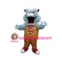 Light Blue Dragon With Brown Rompers Mascot Costume