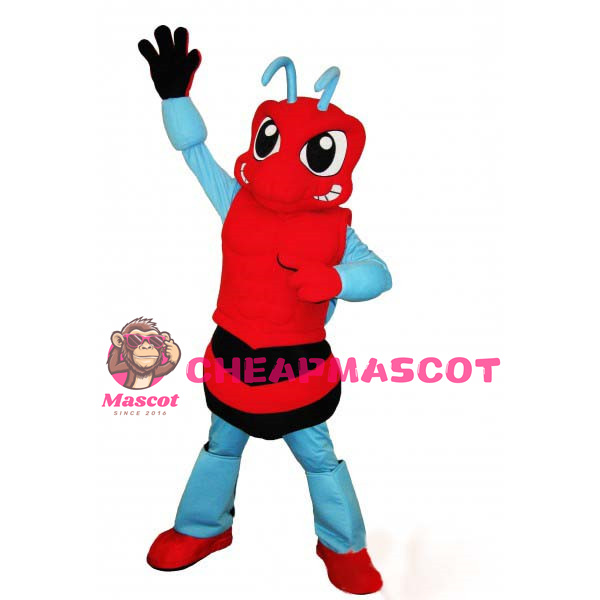 Angry Red & Light Blue Bee Mascot Costume